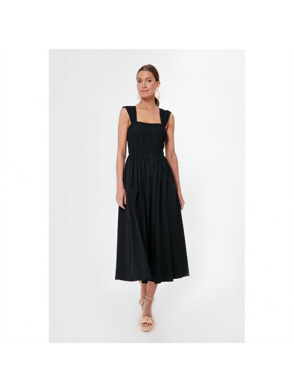 Pomander Place by Tuckernuck Black Noah Smocked Midi Dress size M Medium NWT